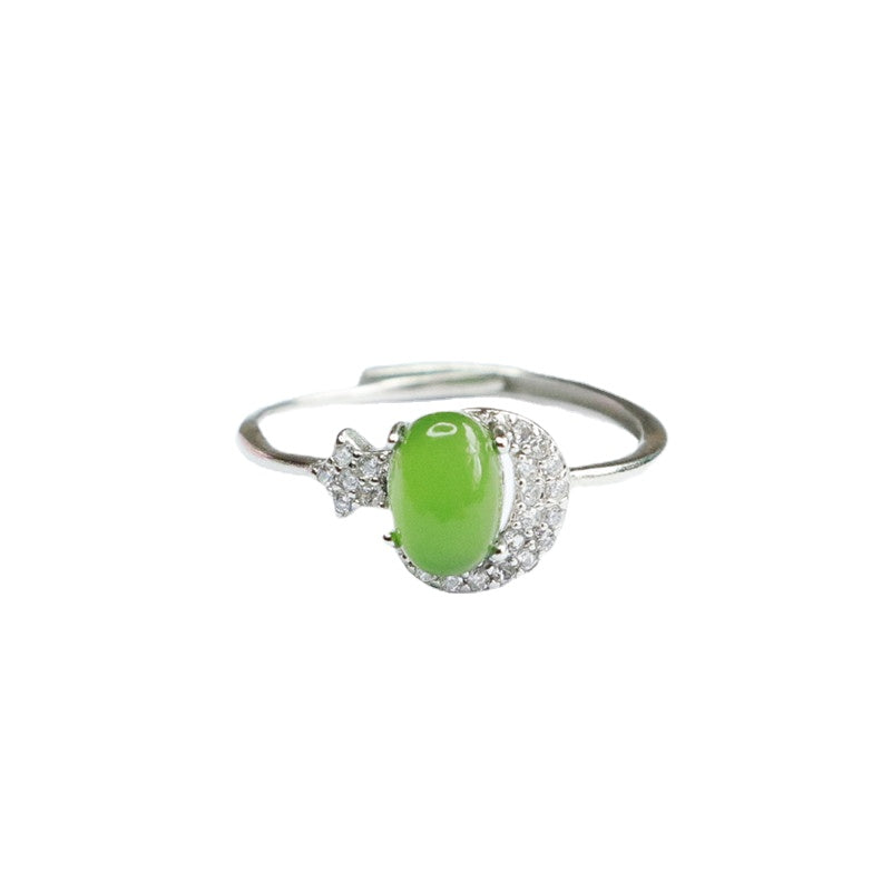 Fortune's Favor Sterling Silver Jade Ring with Russian Jasper and Zircon