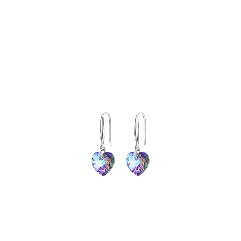 Exquisite S925 Sterling Silver Heart-shaped Crystal Earrings