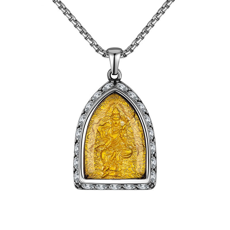 Zircon Necklace – Elegant Chinese Ethnic Buddha Zodiac Pendant For Women Everyday Genie Collection