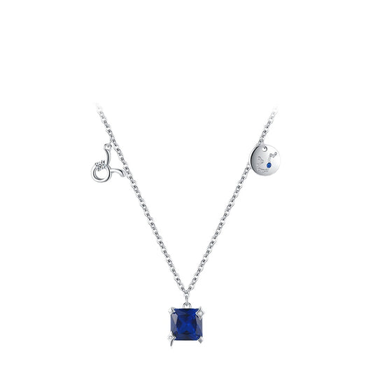 Taurus Zodiac Sterling Silver Necklace with Zircon Gems