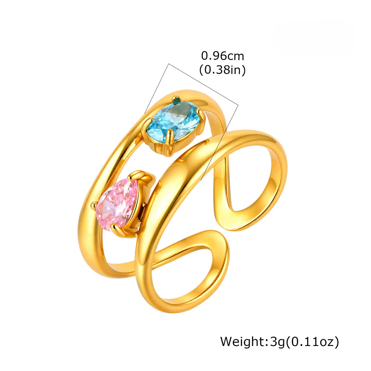 Version Of Design Blogger With Stainless Steel Double Zircon Open Ring