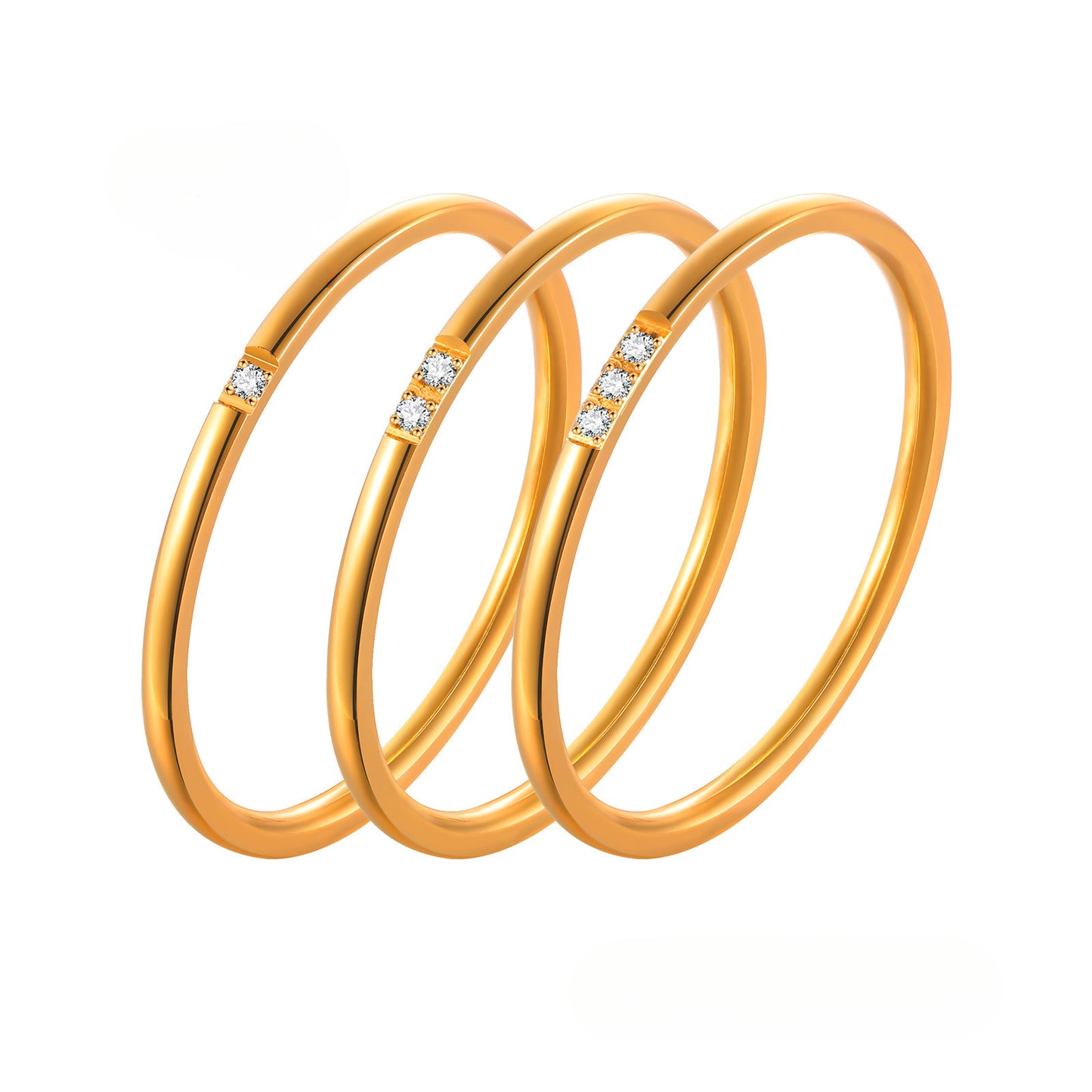 Geometric Three-Piece Ins Wind Women's Ring Zircon Jewelry