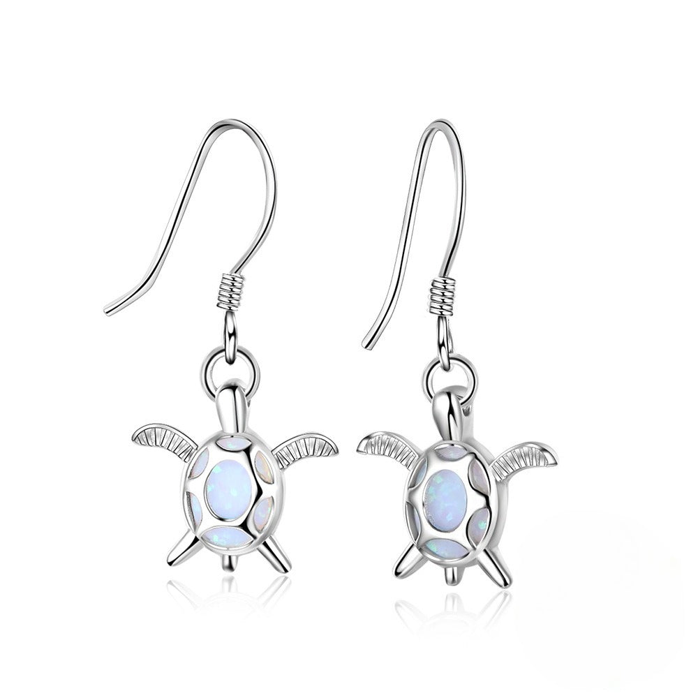 Planderful Jewelry Opal Turtle Drop Earrings In Sterling Silver For Women Elegant And Timeless