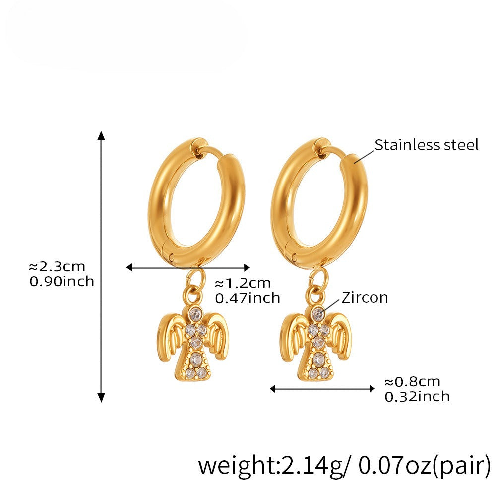 Planderful Zircon Angel Pendant Earrings For Women