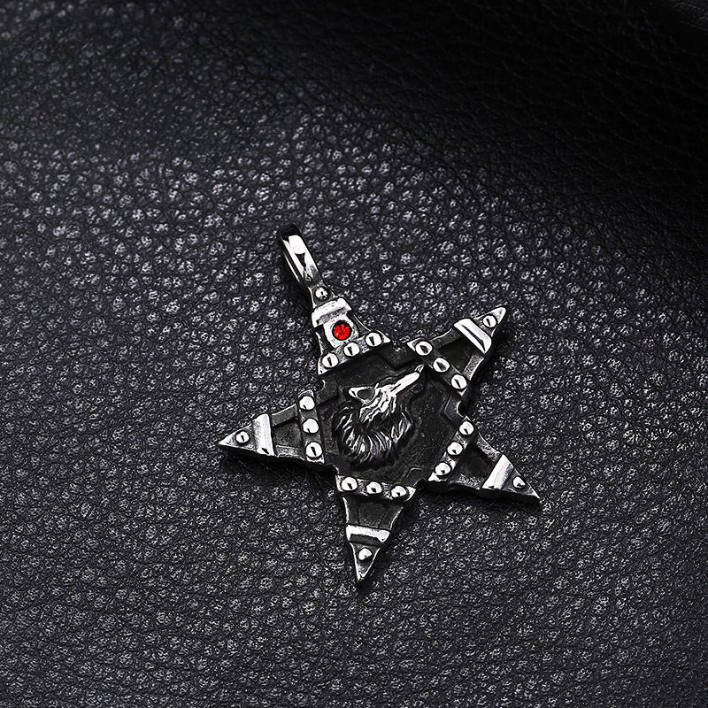 Titanium Steel Viking Wolf Head Pendant for Men - Wholesale Stainless Steel Jewelry