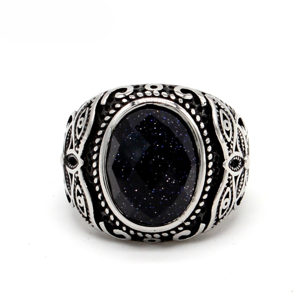 Planderful Tiger Eye Ring Titanium Steel For Unisex Fashion Lovers Retro Protective Statement Jewelry