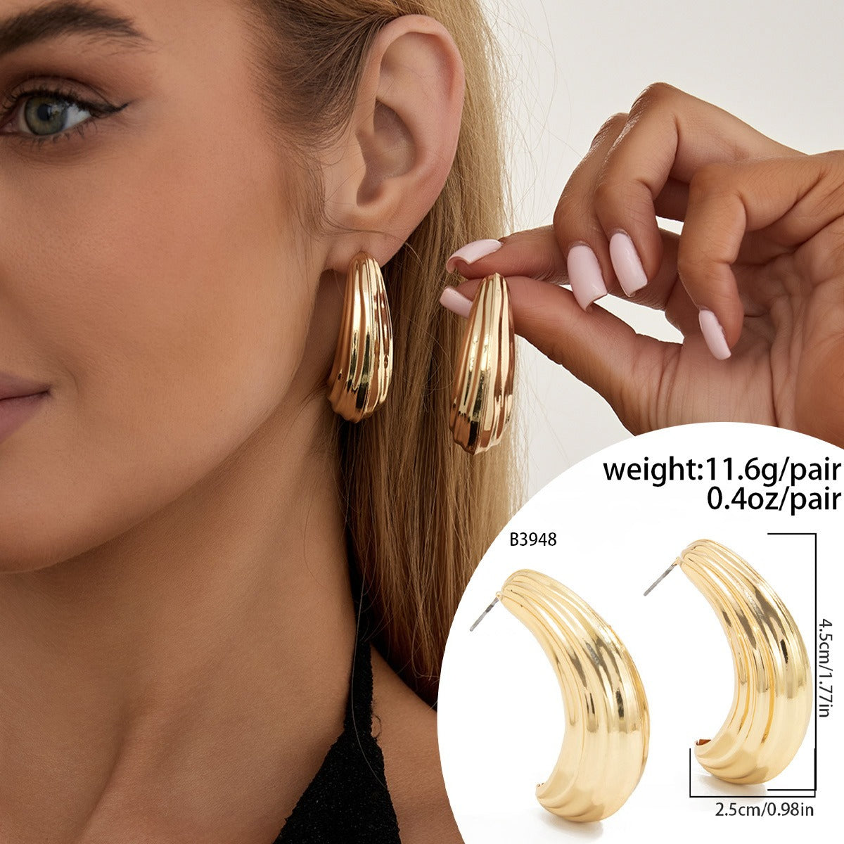 Planderful Vienna Verve Geometric Statement Earrings for Women Irregular Pleated Metal Jewelry