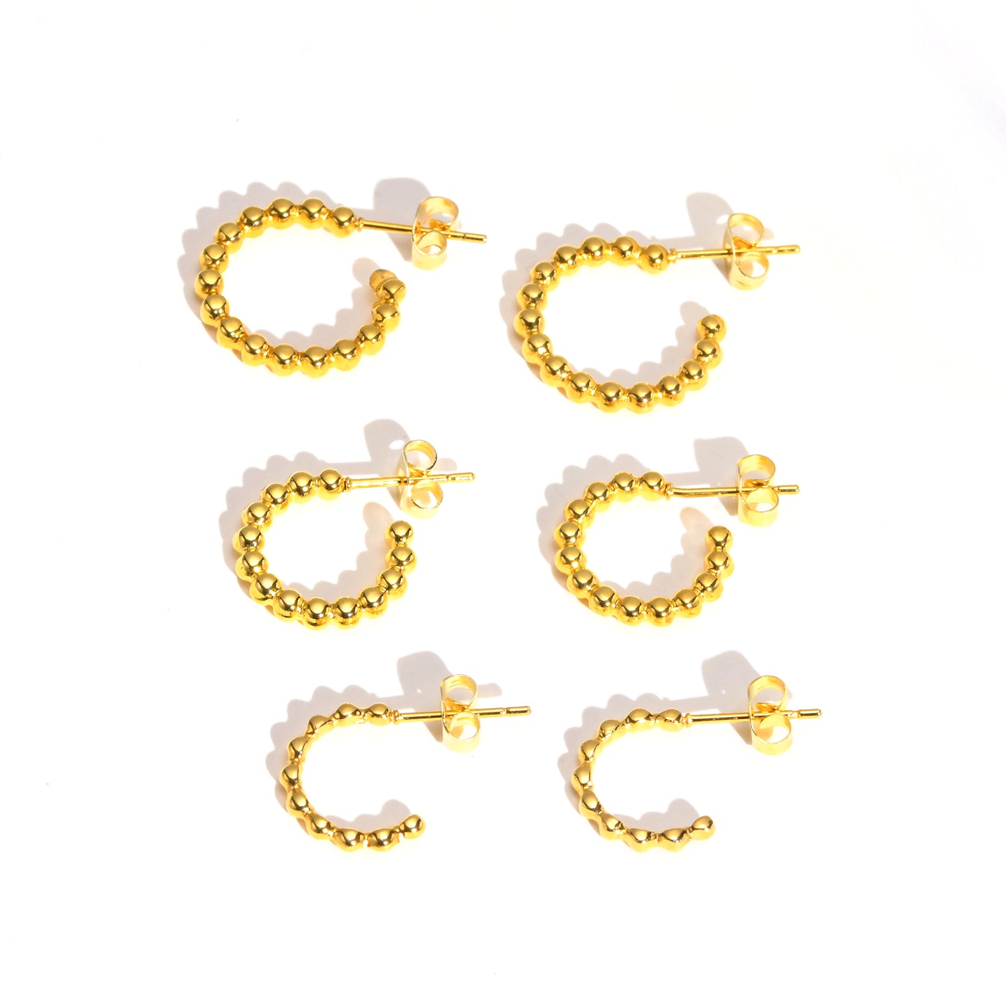 Jewelry Stainless Steel Beads C-Earrings Gold Ladies Style