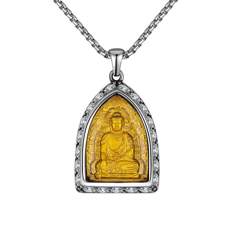 Zircon Necklace – Elegant Chinese Ethnic Buddha Zodiac Pendant For Women Everyday Genie Collection