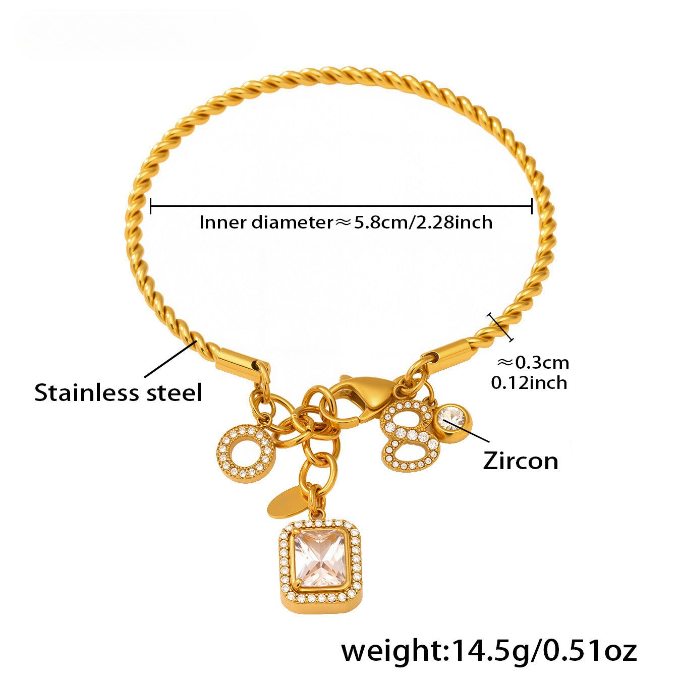 Planderful Everyday Genie Zircon Twist Bracelet 18K Gold