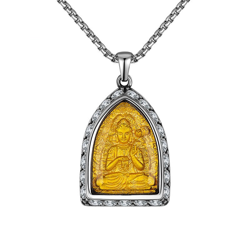 Zircon Necklace – Elegant Chinese Ethnic Buddha Zodiac Pendant For Women Everyday Genie Collection