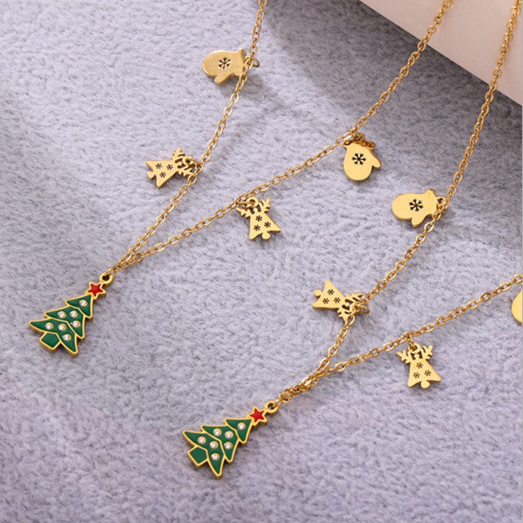 Planderful Elk Pendant Necklace Stainless Zircon For Women