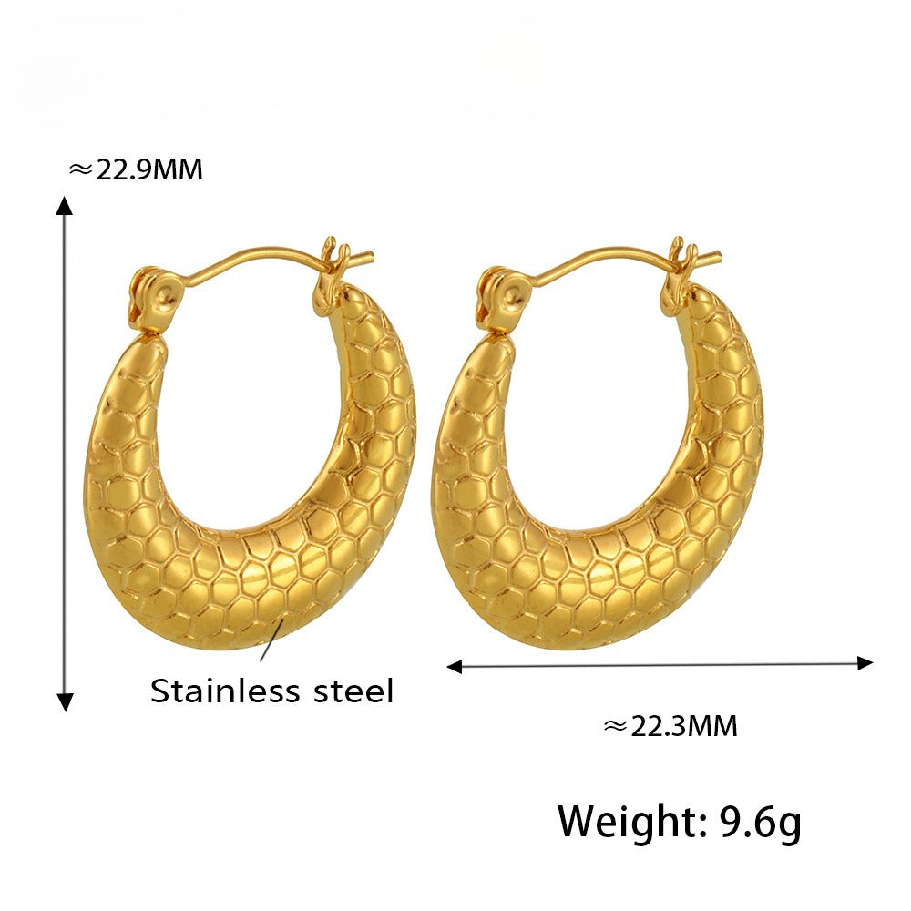 Planderful Fish Scale Circle Earrings 18K Plated Commuter