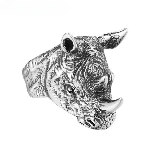 Rhinoceros Head Titanium Steel Ring for Men