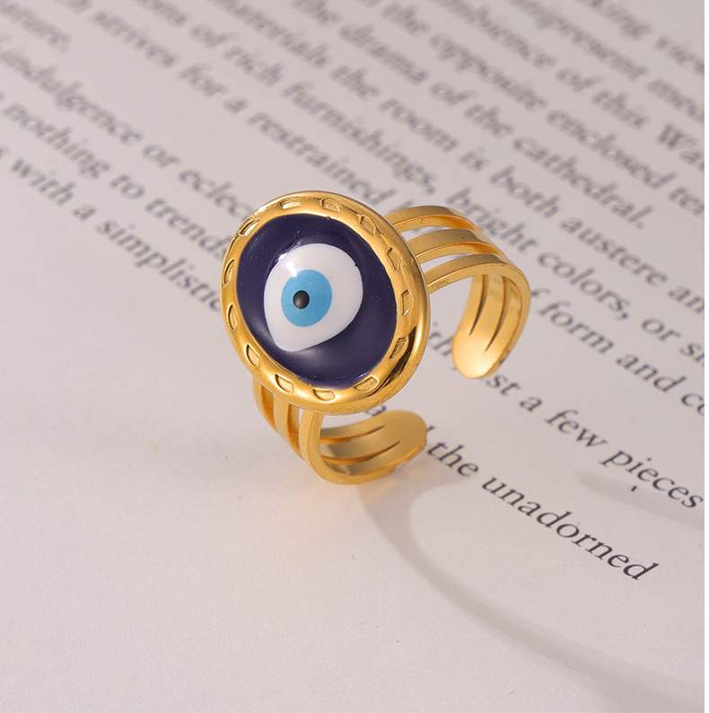 Devil's Eye Titanium Steel Multi-layer Ring with Dripping Oil Design