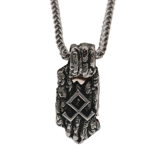 Nordic Mythic Tree Pattern Necklace with Viking Odin Talisman
