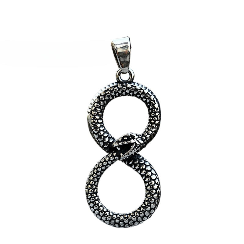 Retro Ouroboros Snake Pendant in Titanium Steel - Wholesale Stainless Steel Jewelry for Men