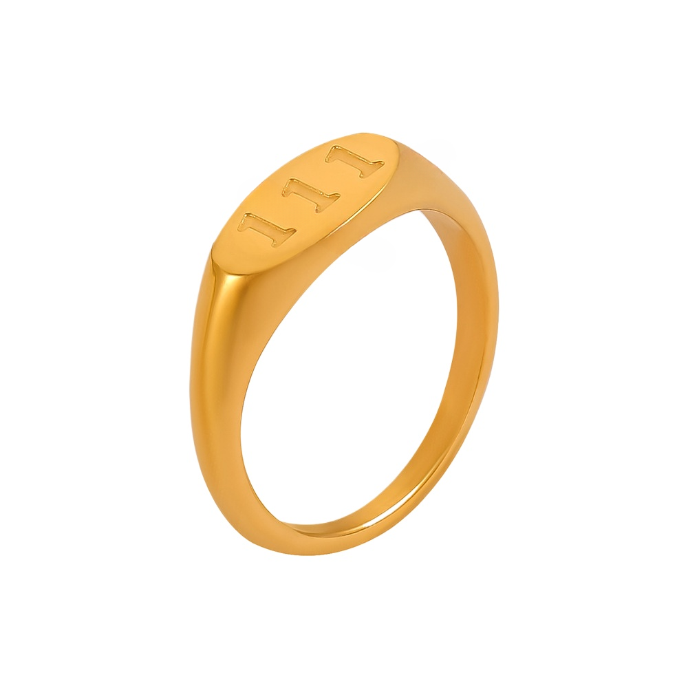 Triple Charm Gold-Plated Titanium Steel Ring in Size 7-8