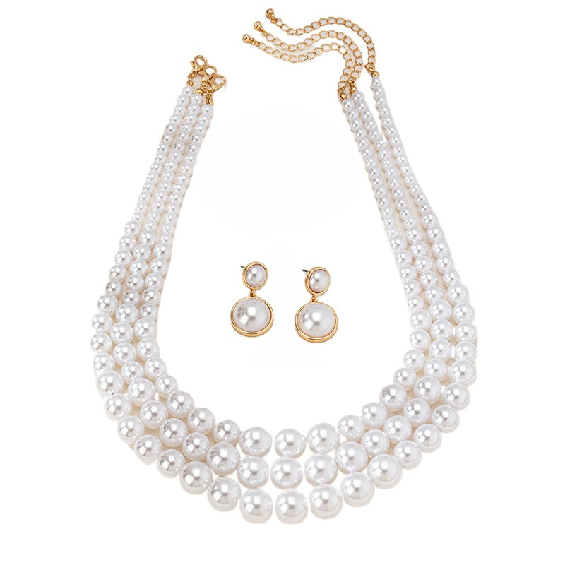 Light Luxury Pearl Necklace Earrings Set for Women Planderful