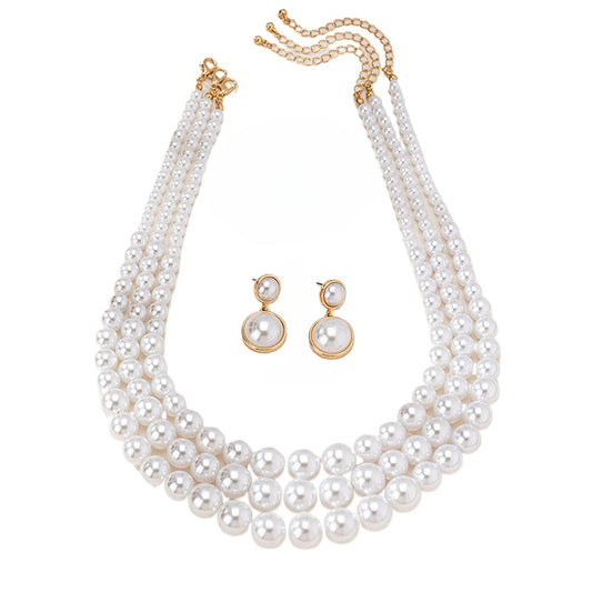 Light Luxury Pearl Necklace Earrings Set for Women Planderful