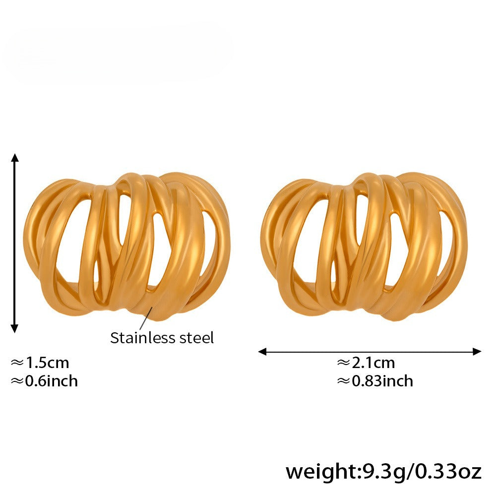 Planderful Stainless Steel C Type Stud Earrings for Women