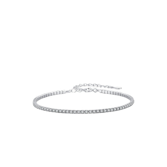 Exquisite S925 Sterling Silver Bracelet with Zircon Sparkle for Women's Summer Style