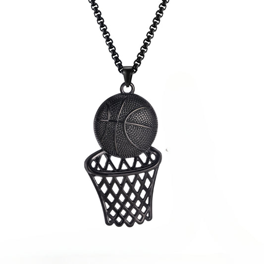 Men's Accessories Stainless Steel Basketball Frame Pendant Necklace