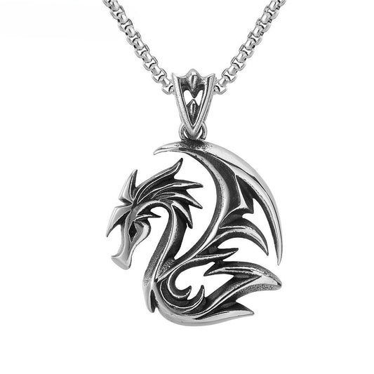 Planderful Dragon Totem Pendant Titanium Steel For Men And Women Protection Statement Jewelry
