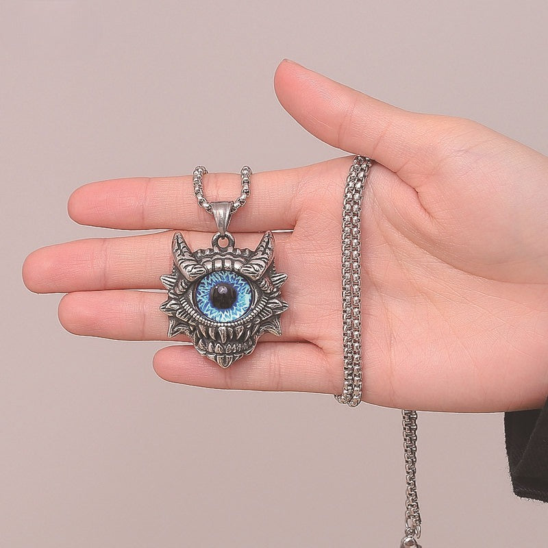 Steel Necklace - Vintage Turkish Eye Design