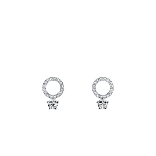 Stylish S925 Sterling Silver OL Stud Earrings with Micro-inlaid Zircon