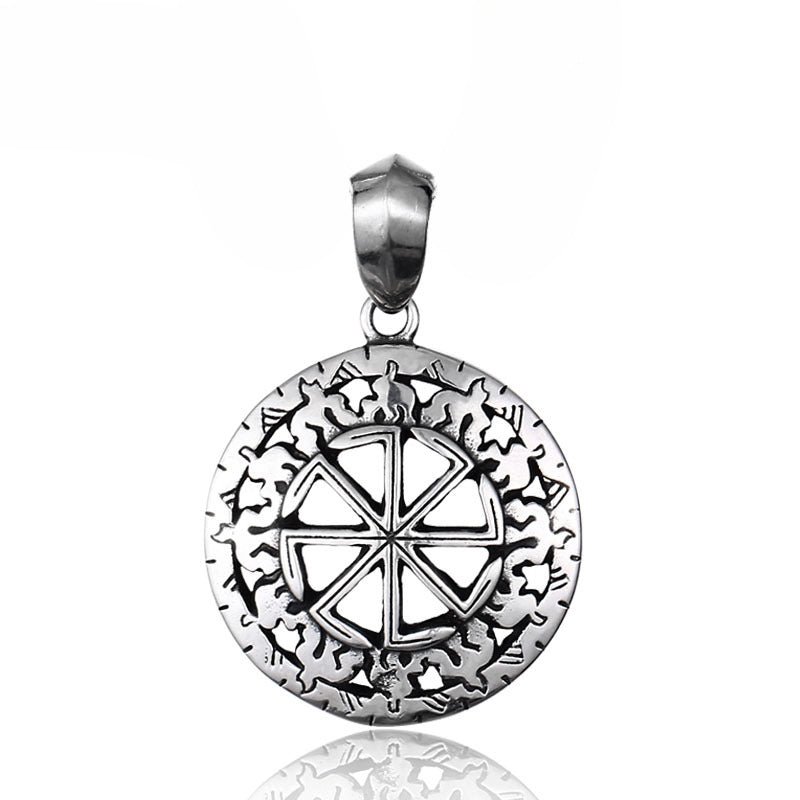 Nordic Viking-Inspired Retro Stainless Steel Hollow Flame Pendant for Men - European and American Cross-Border Jewelry