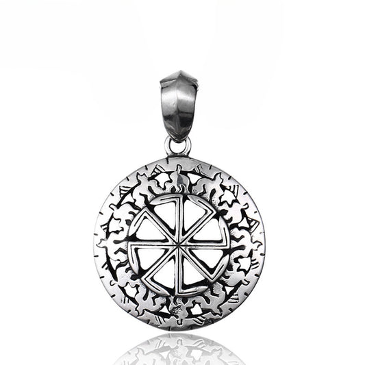 Nordic Viking-Inspired Retro Stainless Steel Hollow Flame Pendant for Men - European and American Cross-Border Jewelry
