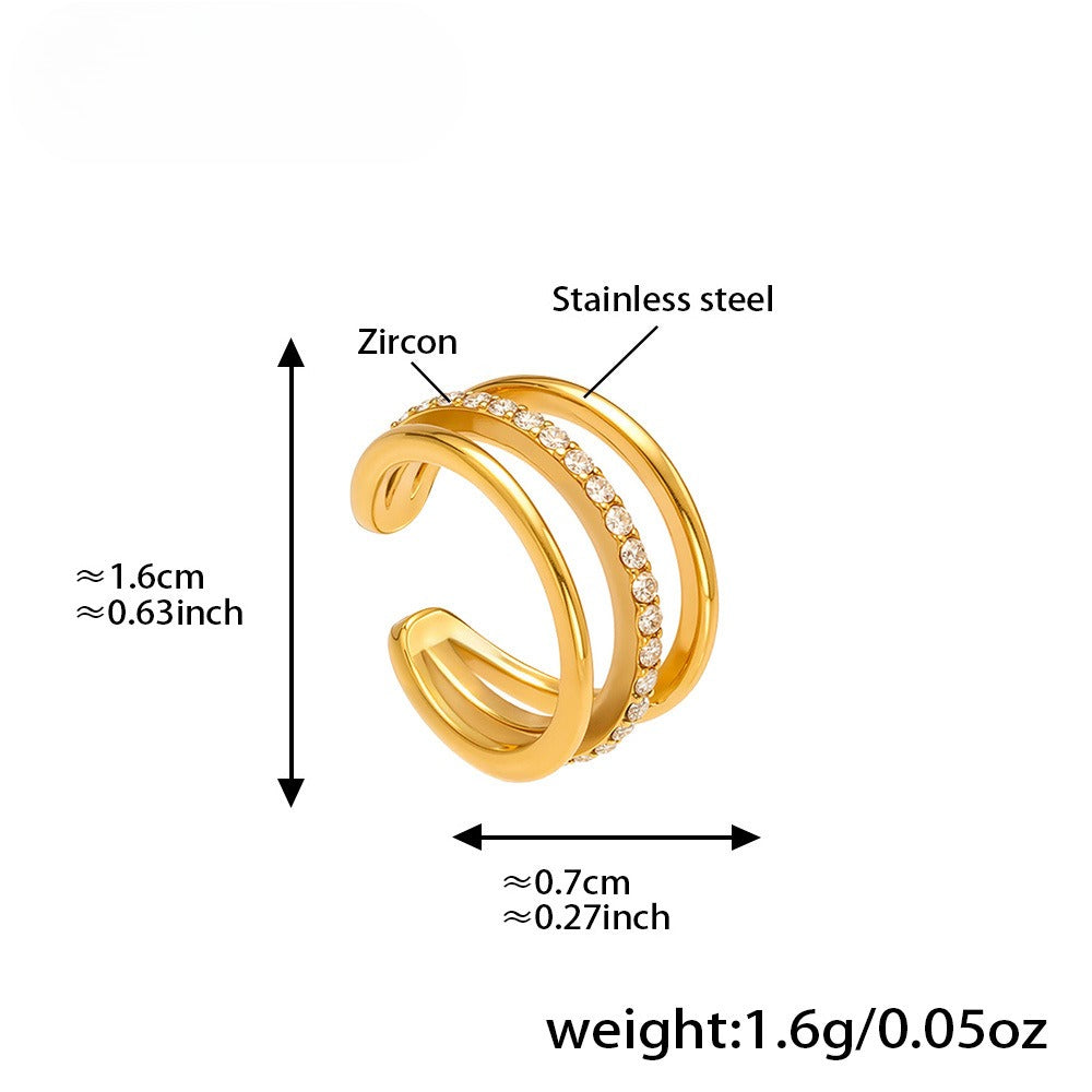 Planderful Women Zircon Ear Bone Clip Earrings 18K Gold