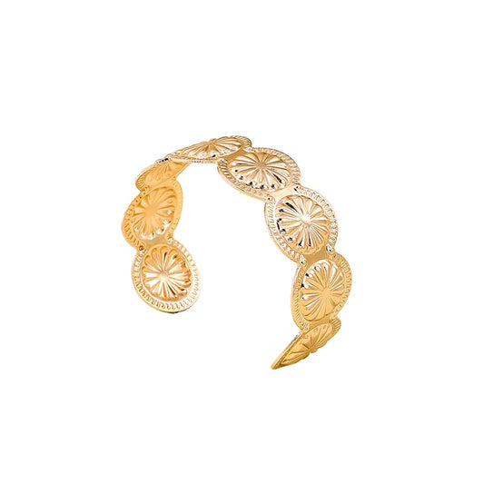 Exaggerated Geometric Floral Open Bracelet for Women - Vienna Verve Collection