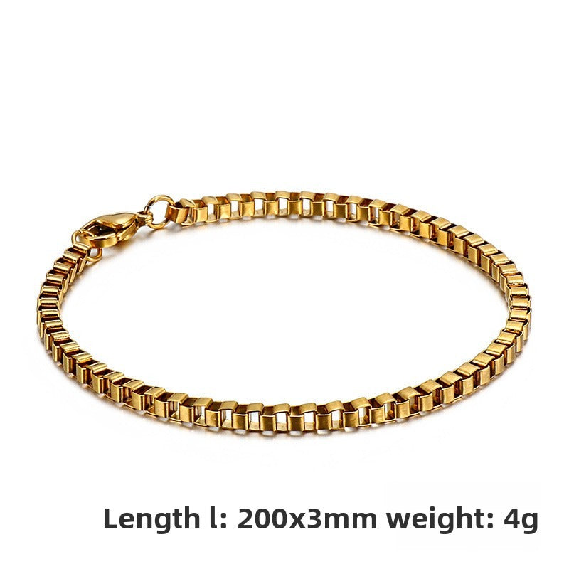 Titanium Steel Bracelet – Stainless Steel Box Chain Unisex