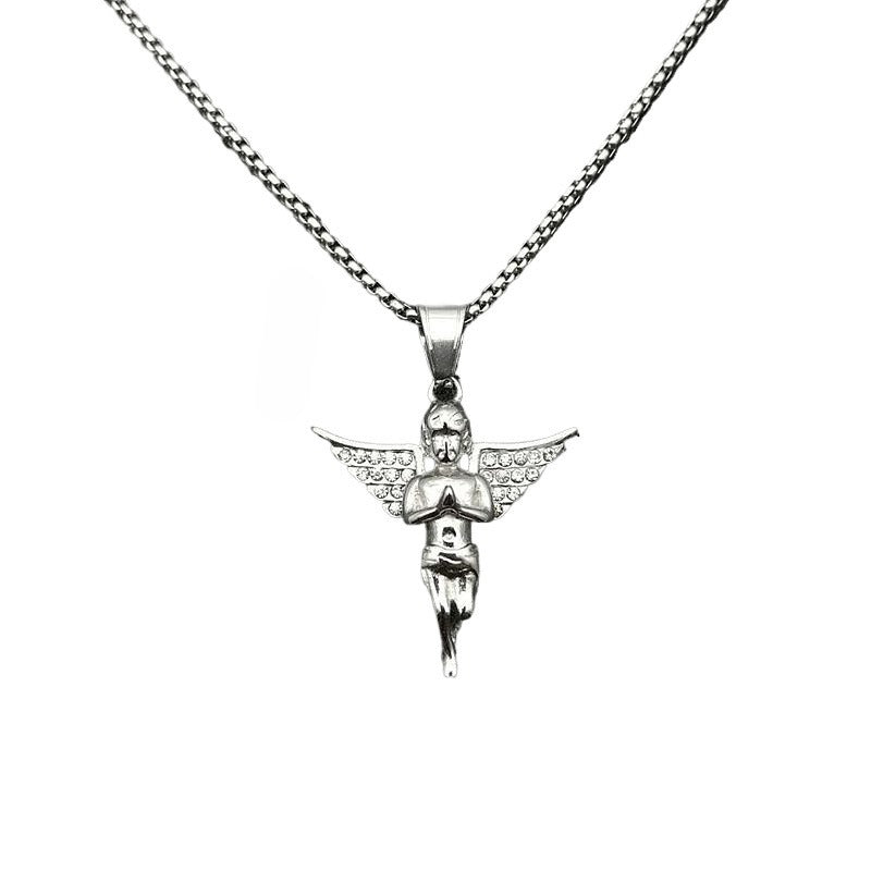 Hip Hop Necklace Titanium For Him Angel Pendant Planderful
