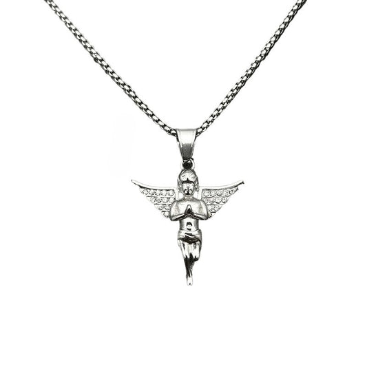 Hip Hop Necklace Titanium For Him Angel Pendant Planderful