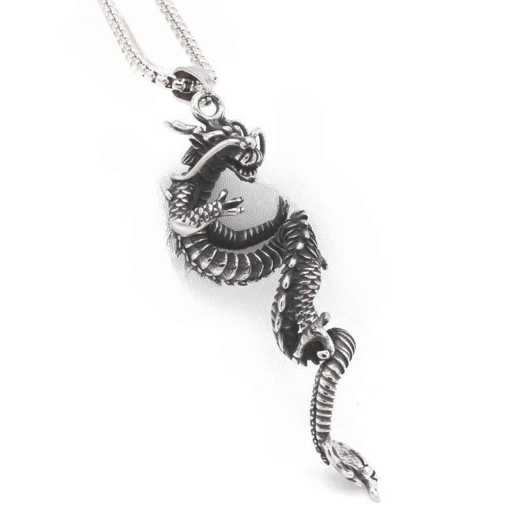 Planderful Dragon Pendant Titanium Steel Necklace For Men And Unisex Protection Charm Retro Style