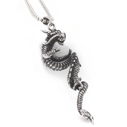 Planderful Dragon Pendant Titanium Steel Necklace For Men And Unisex Protection Charm Retro Style