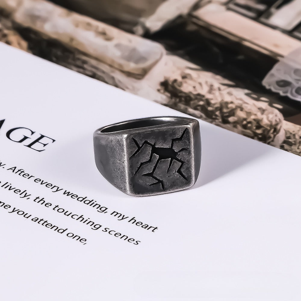 European American Spider Crack Titanium Ring For Men