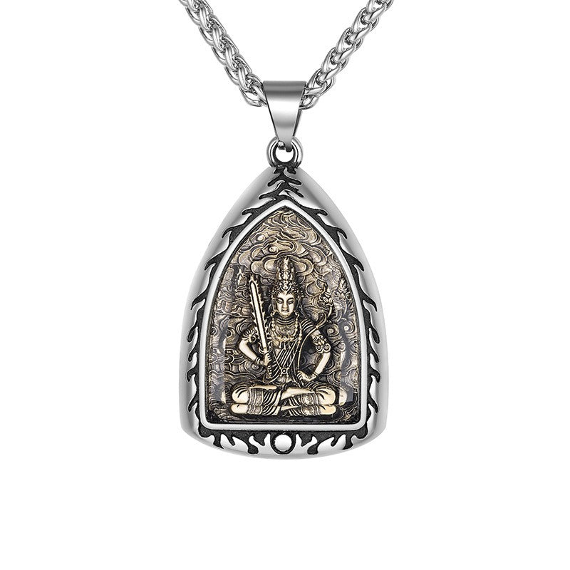 Titanium Steel Necklace – Elegant Buddha Zodiac Pendant For Men With Spiritual Charm