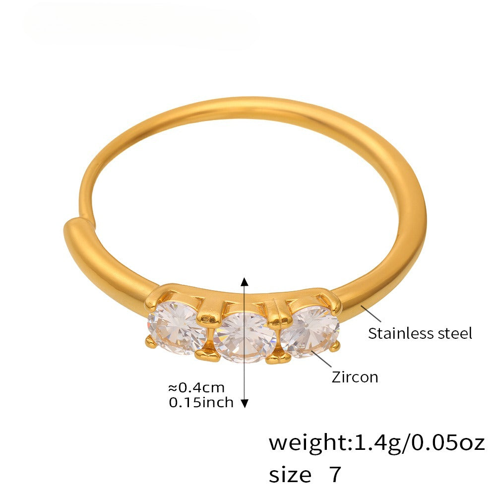 Planderful Zircon Ring 18K Gold Plated Index Finger Ring