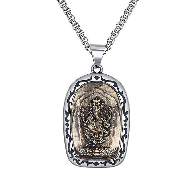 Steel Necklace – Vintage Buddha Pendant