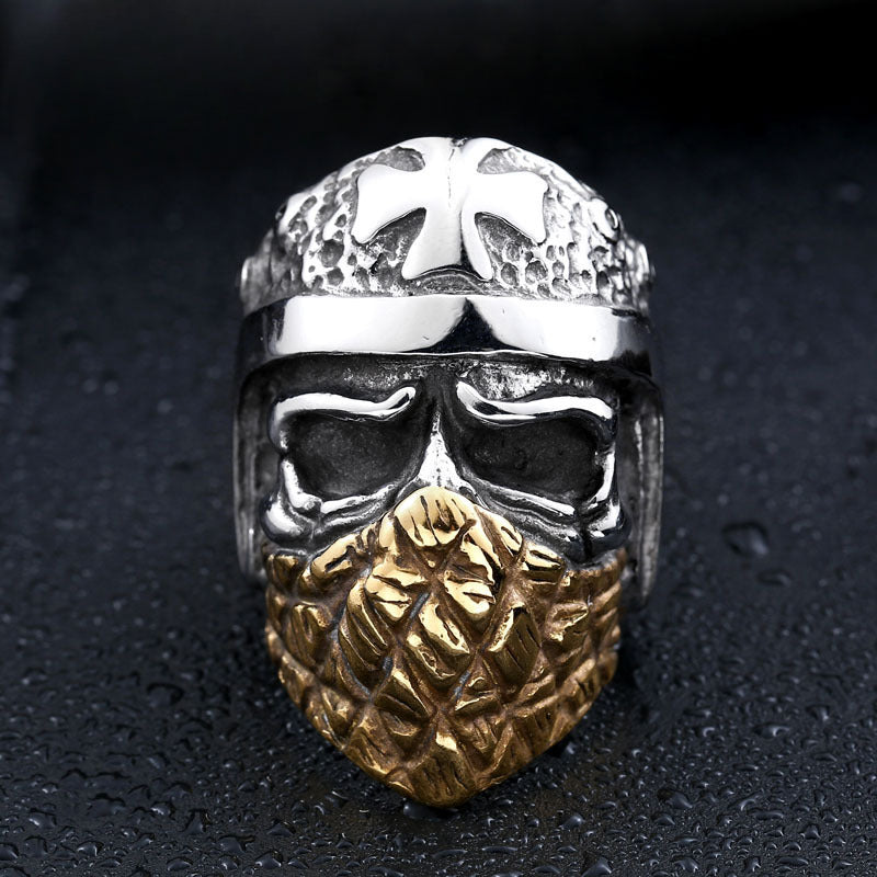 Men's Dominant Style Titanium Steel Skull Cross Ring - Punk Jewelry Wholesale