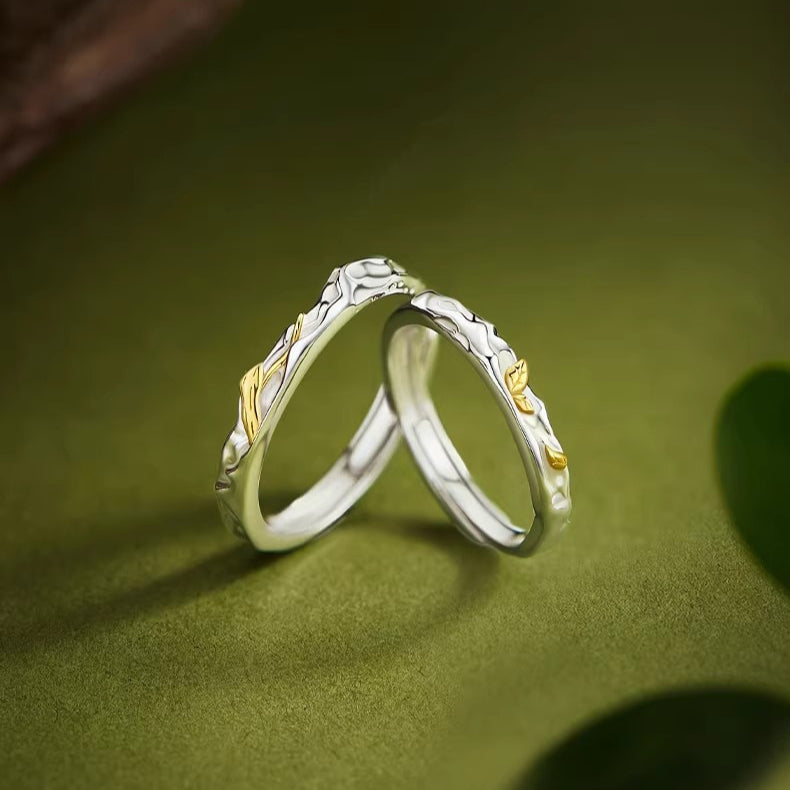 New 925 Sterling Silver Dead Wood Spring Ring Niche Valentine's Gift