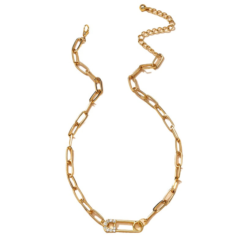 Glimmering Cross-Border Paper Clip Necklace with Niche Design