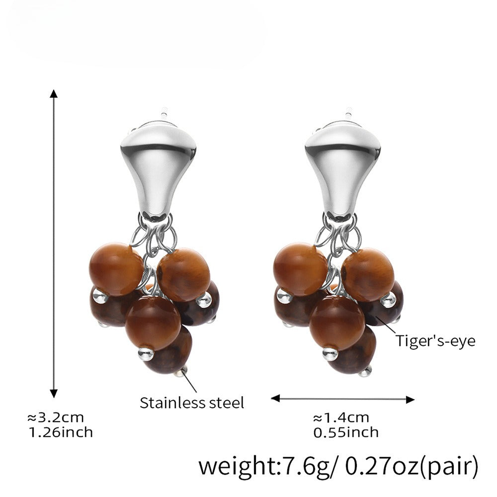 Planderful Tigers Eye Earrings Stainless Steel Luxury For Women