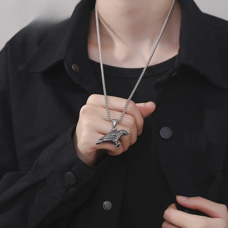 Steel Necklace - Elegant Nordic Punk Crow Necklace