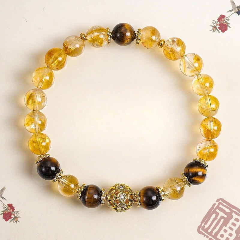 8 mm Tiger Eye & Citrine Bracelet