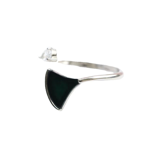 Sterling Silver Adjustable Green Jade Zircon Ring